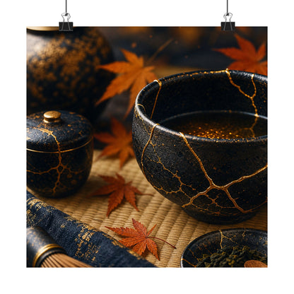 Tea Ceremony Gold Repair Wall Art Print | Healing Kintsugi Art