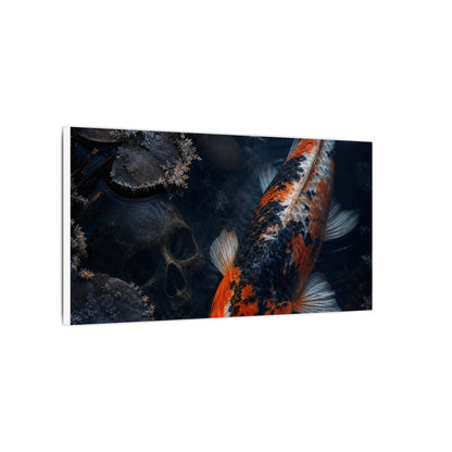Koi Pond Canvas Art | Winter Dark Japandi Shadow Zen Art