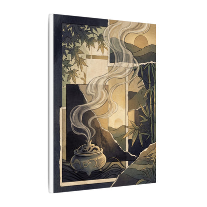 Tranquil Incense Smoke Canvas Art - Ukiyo E Inspired Zen