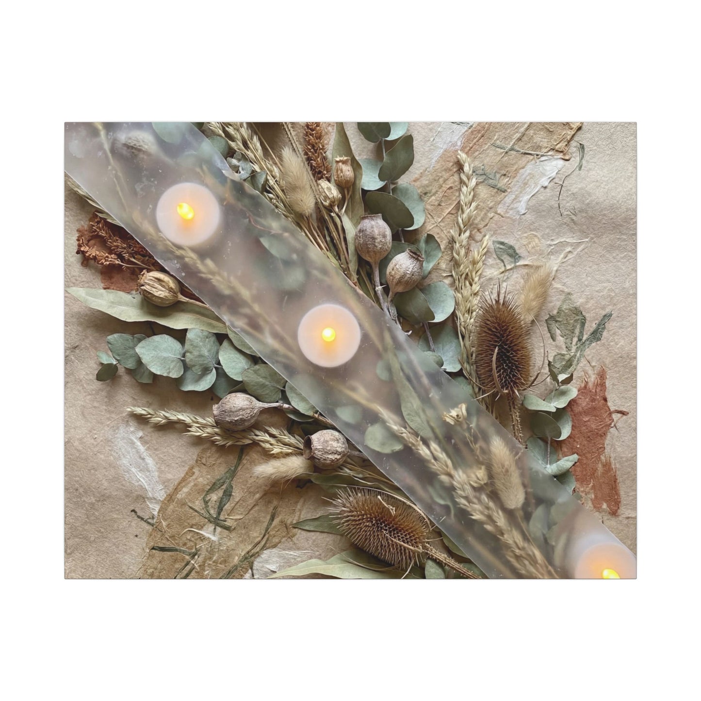 Candlelight Dried Flowers Canvas Art - Japandi Kanso