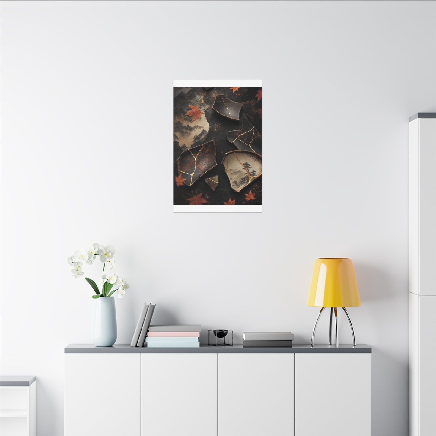 Broken Pottery Gold Vein Canvas Art | Philosophical Kintsugi Art