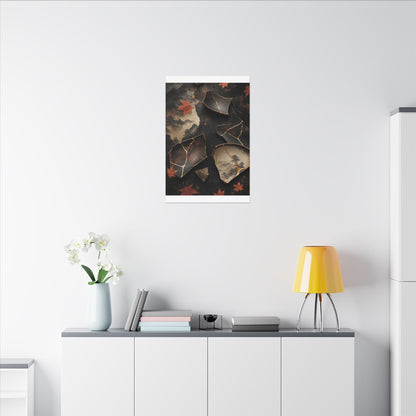 Broken Pottery Gold Vein Canvas Art | Philosophical Kintsugi Art