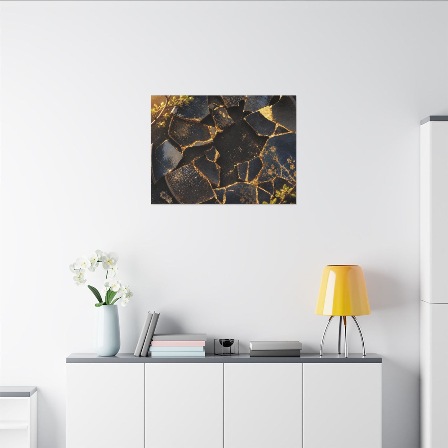 Golden Hour Broken Pottery Canvas Art - Kintsugi Ma