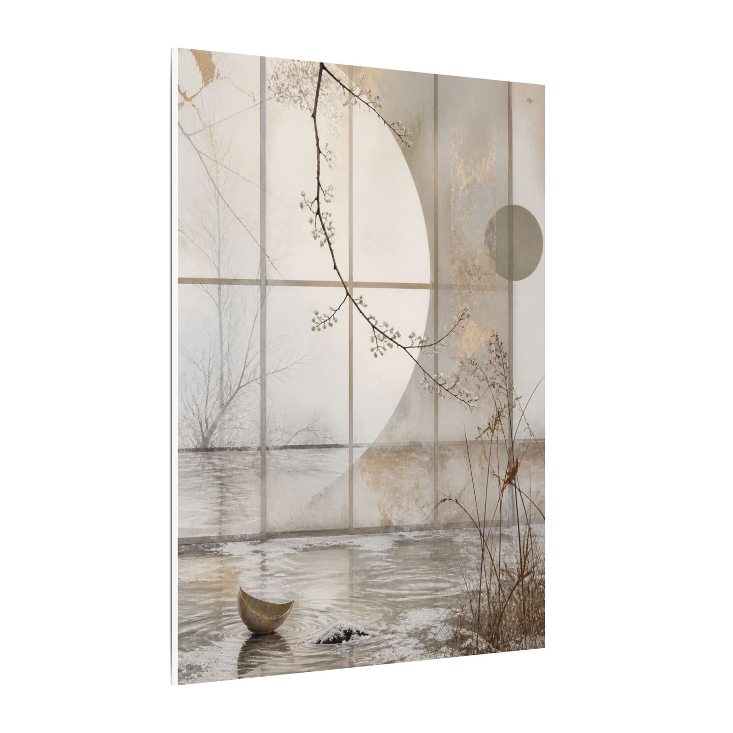 Winter Shoji Screen Japanese Pattern Canvas Art | Elegant Decor
