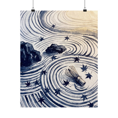 Datsuzoku Rock Garden Wall Art Print - Zen Sumi E
