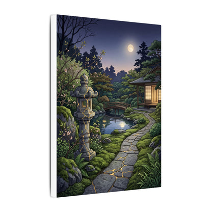 Spring Moonlit Garden Gold Vein Canvas Art | Resilient Decor