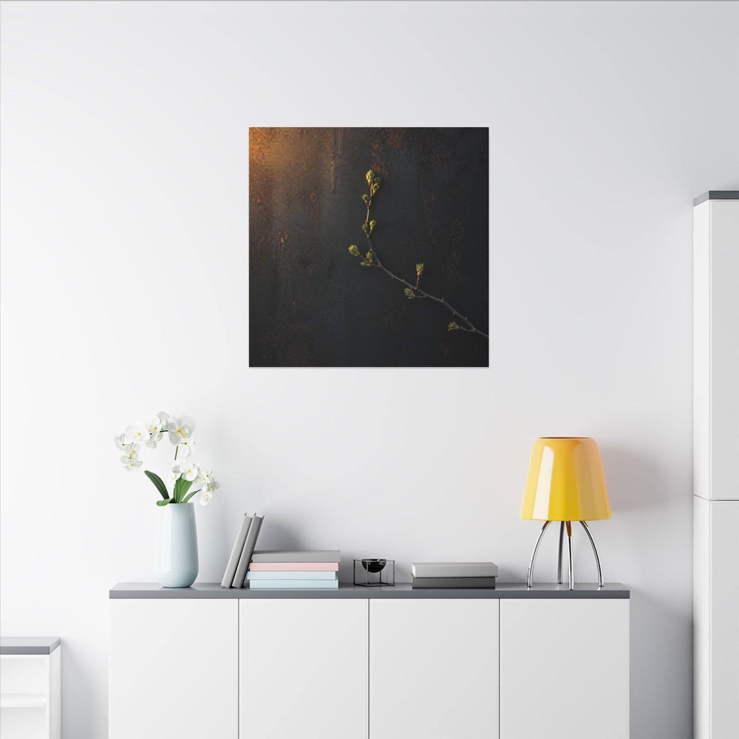 Dark Japandi Rust Patina in Golden Hour | Moody Minimal Canvas Art
