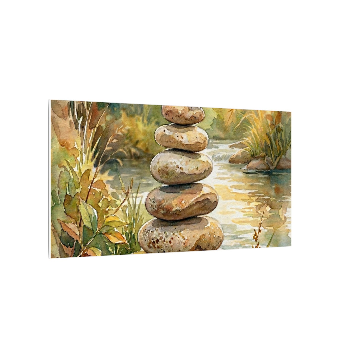 River Stones Summer Canvas Art | Japandi Cozy Design