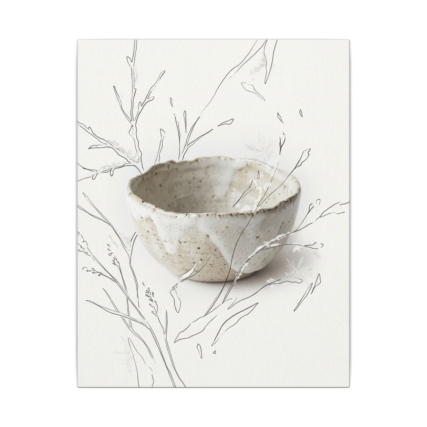 Neutral Ceramic Bowl Canvas Art - Minimal Line Japandi