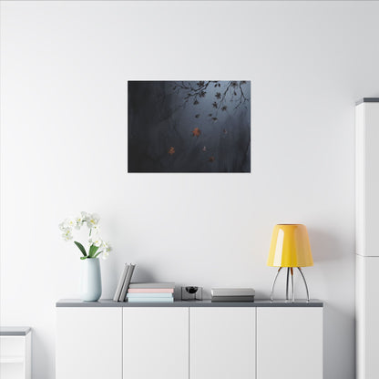 Autumn Cherry Blossom Charcoal Ink Canvas Art | Atmospheric Decor