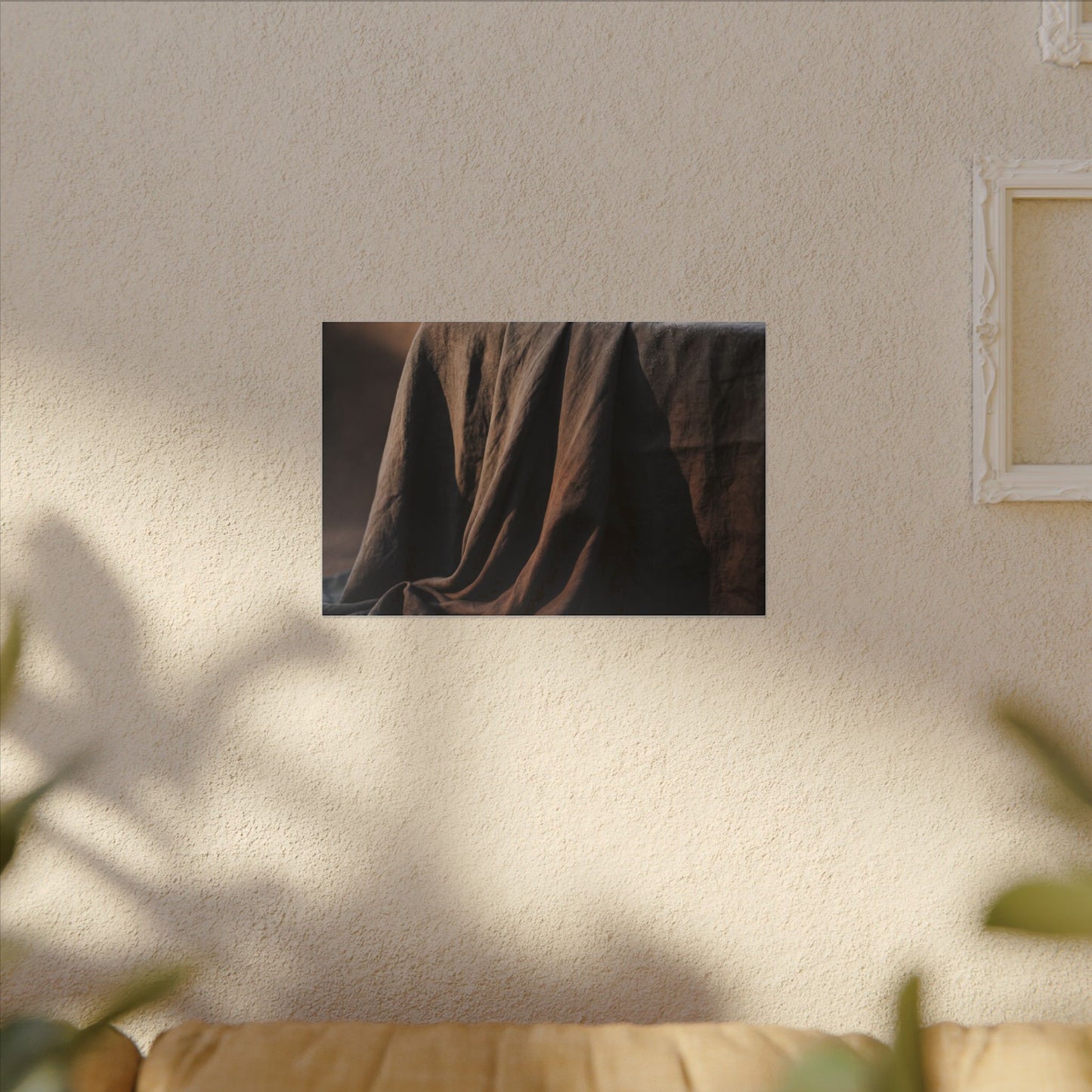 Silk Drape Canvas Art | Winter Dark Japandi Shadow Zen Art