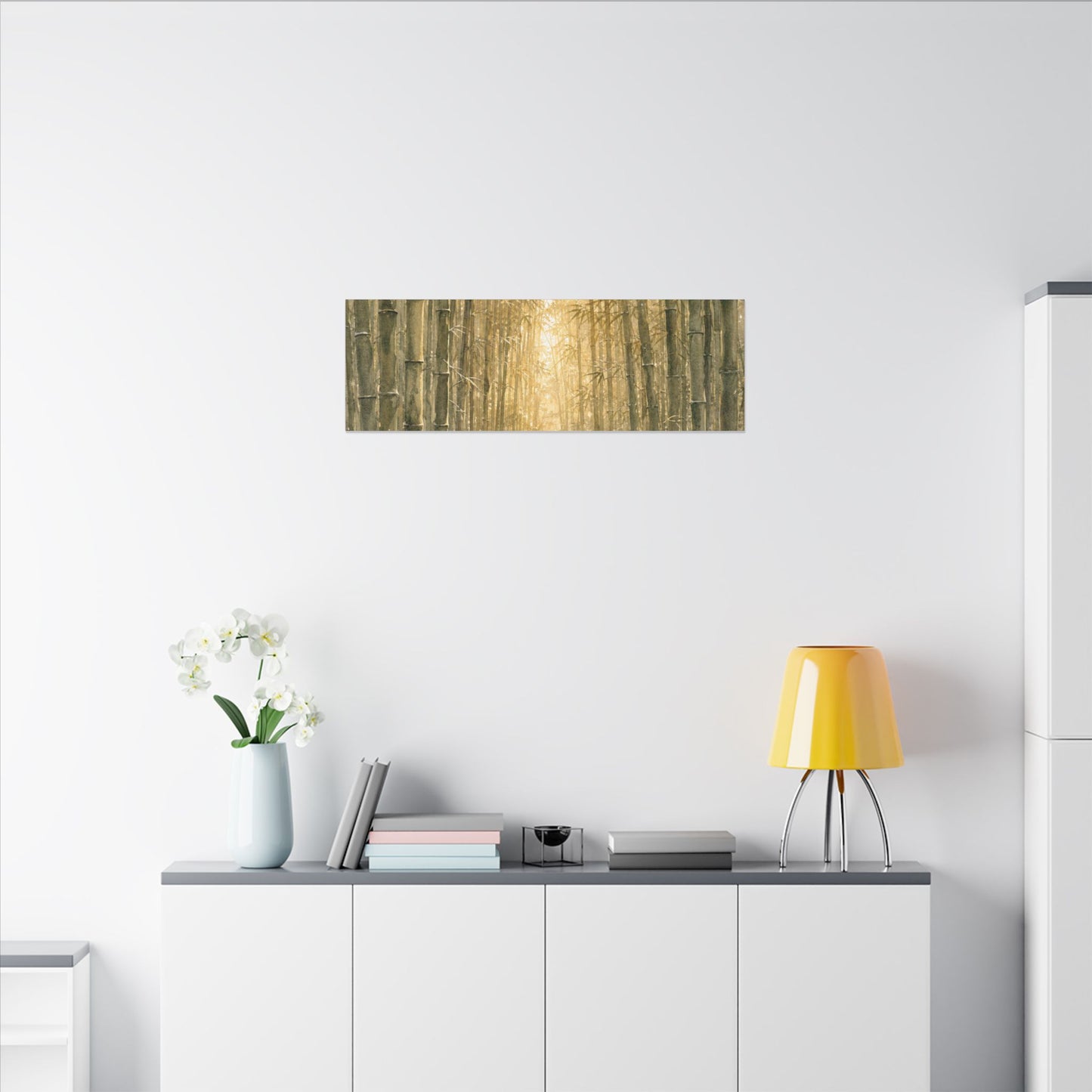 Bamboo Grove Winter Canvas Art | Japandi Elegant Design