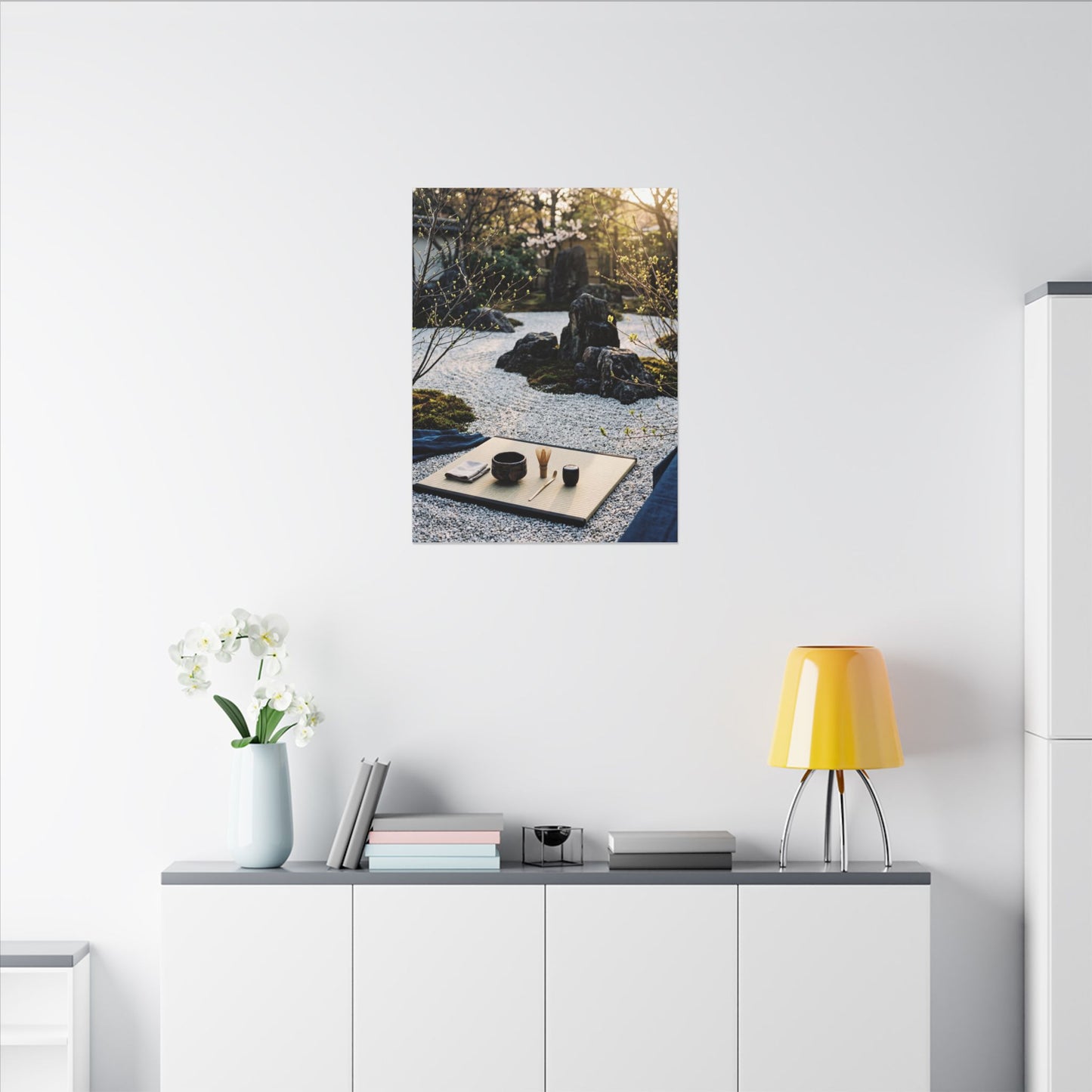 Zen Tea Ceremony in Golden Hour | Karesansui Canvas Art
