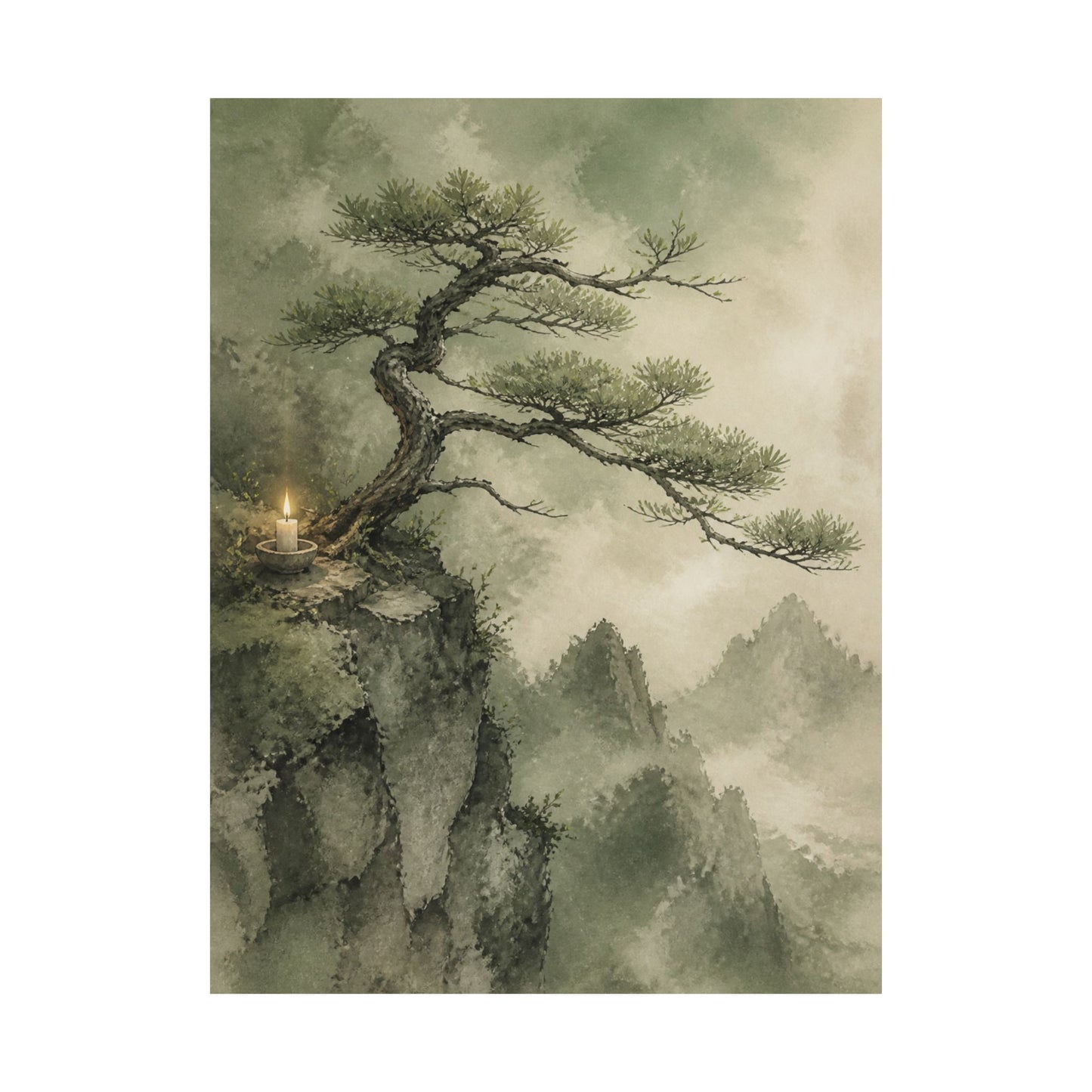 Spring Pine Tree Watercolor Wall Art Print | Cozy Decor