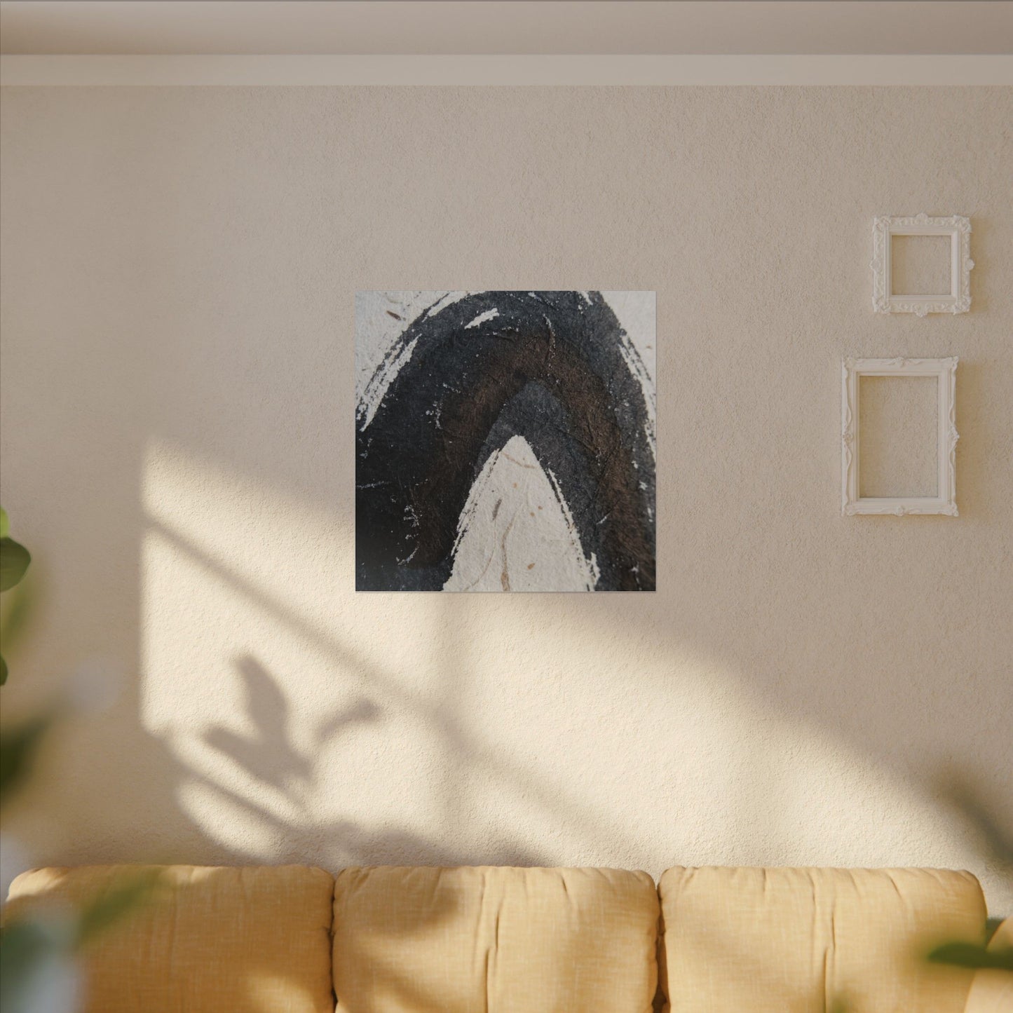 Moody Ink Brushstroke Canvas Art - Moody Minimal Dark Japandi