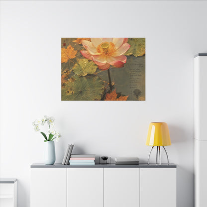 Autumn Lotus Flower Herbarium Canvas Art | Rustic Decor