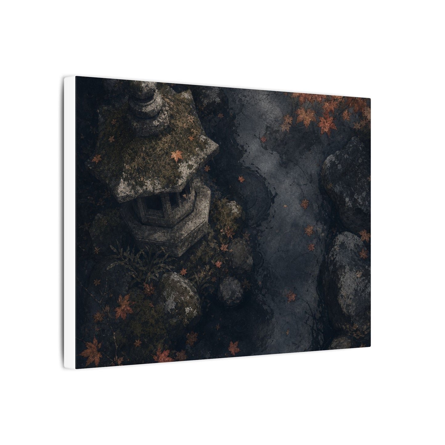 Stone Lantern Canvas Art | Autumn Japandi Texture Art