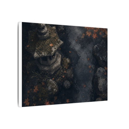 Stone Lantern Canvas Art | Autumn Japandi Texture Art