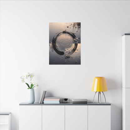 Winter Water Ripple Enso Canvas Art | Tranquil Decor