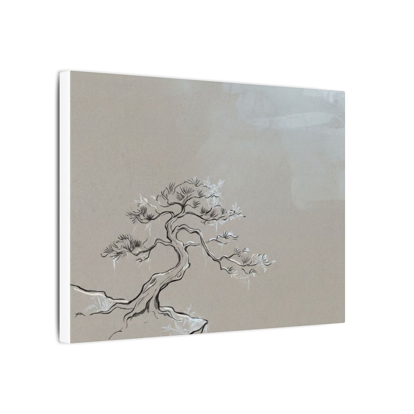 Pine Tree Minimal Line Canvas Art | Warm Japandi Art