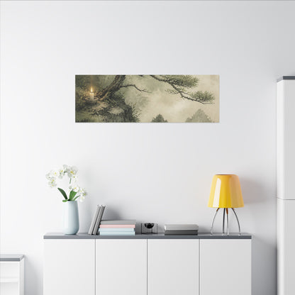 Candlelight Pine Tree Canvas Art - Japandi Kanso