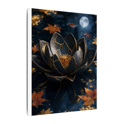 Moonlight Lotus Flower Canvas Art - Kintsugi Fukinsei