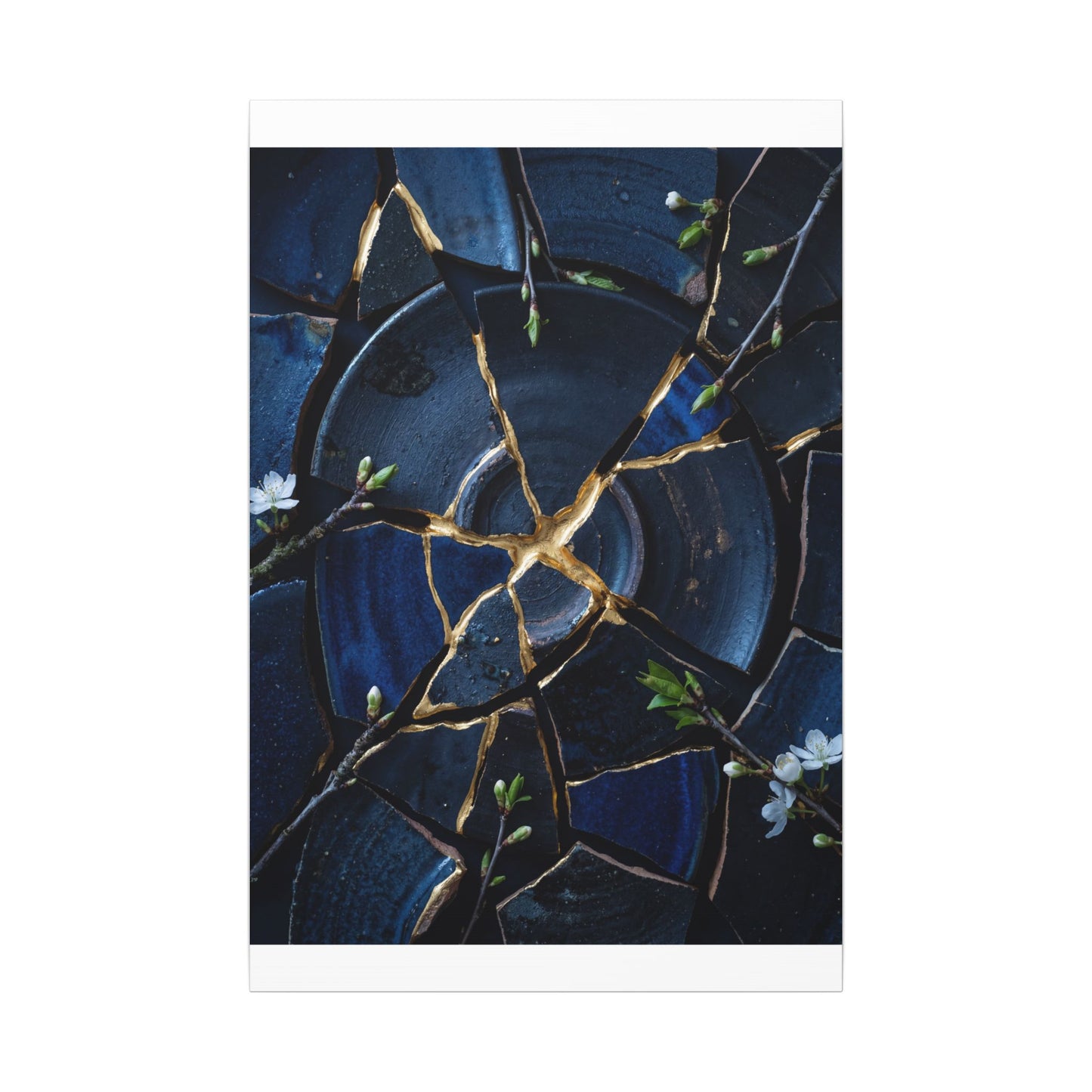Moonlight Broken Pottery Canvas Art - Kintsugi Fukinsei