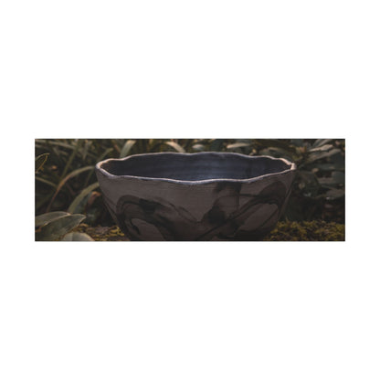 Ceramic Bowl Canvas Art | Summer Dark Japandi Charcoal Ink Art
