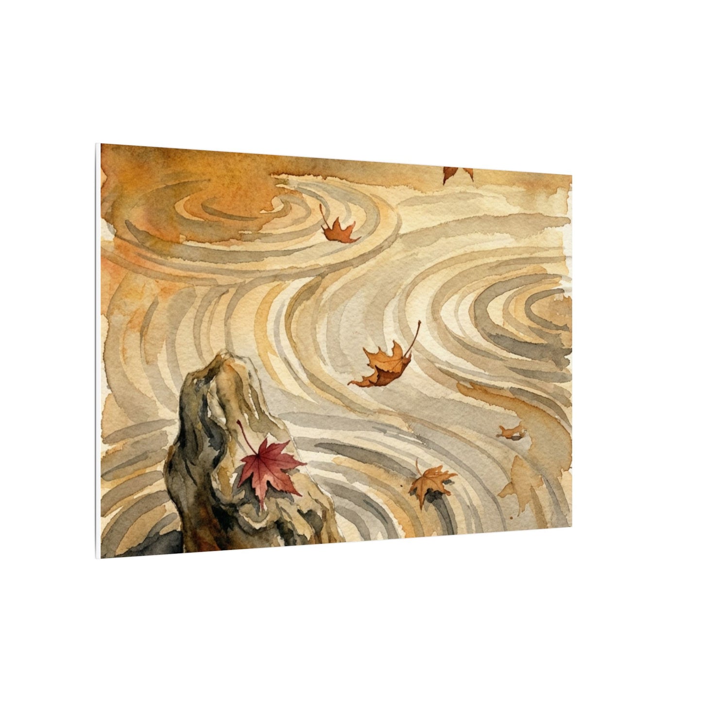 Autumn Rock Garden Watercolor Canvas Art | Neutral Decor