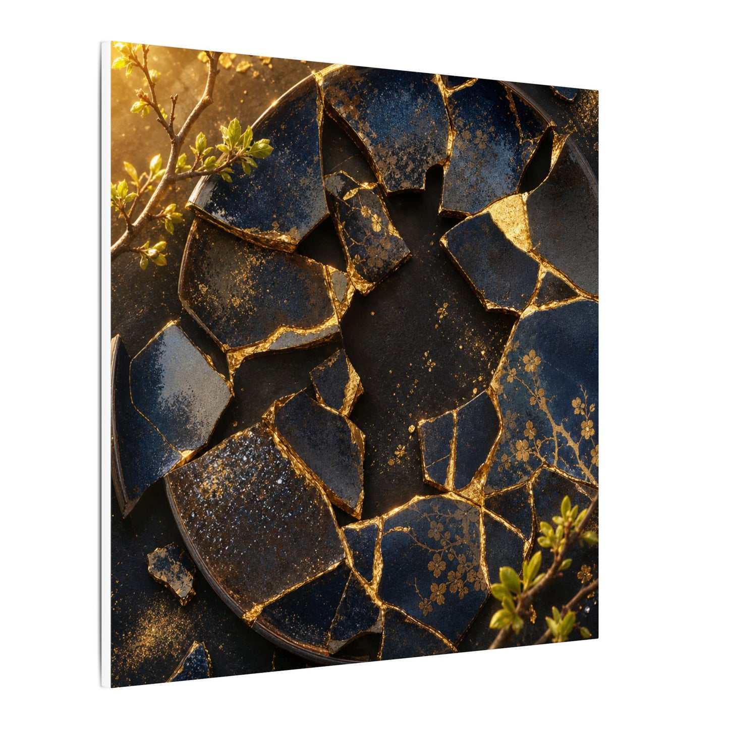 Golden Hour Broken Pottery Canvas Art - Kintsugi Ma