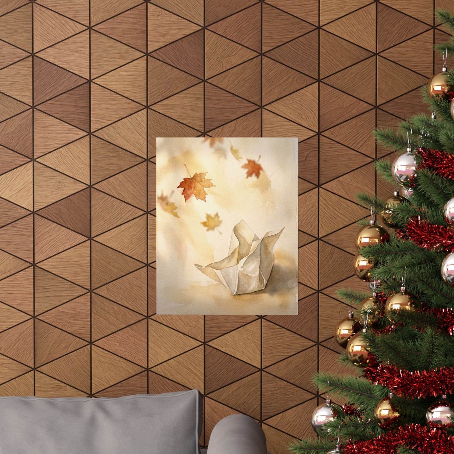 Paper Fold Watercolor Wall Art Print | Earthy Japandi Art
