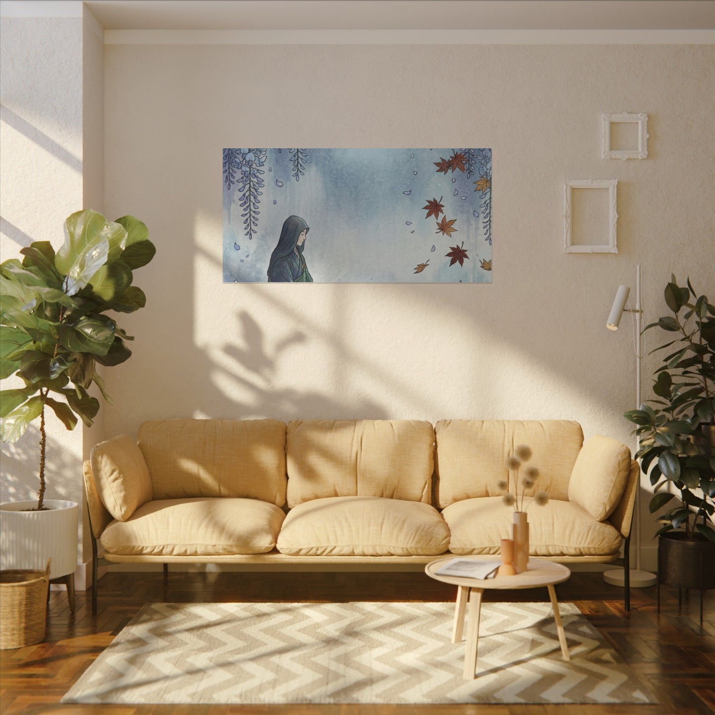 Zen Wisteria in Moonlight | Ukiyo E Inspired Canvas Art