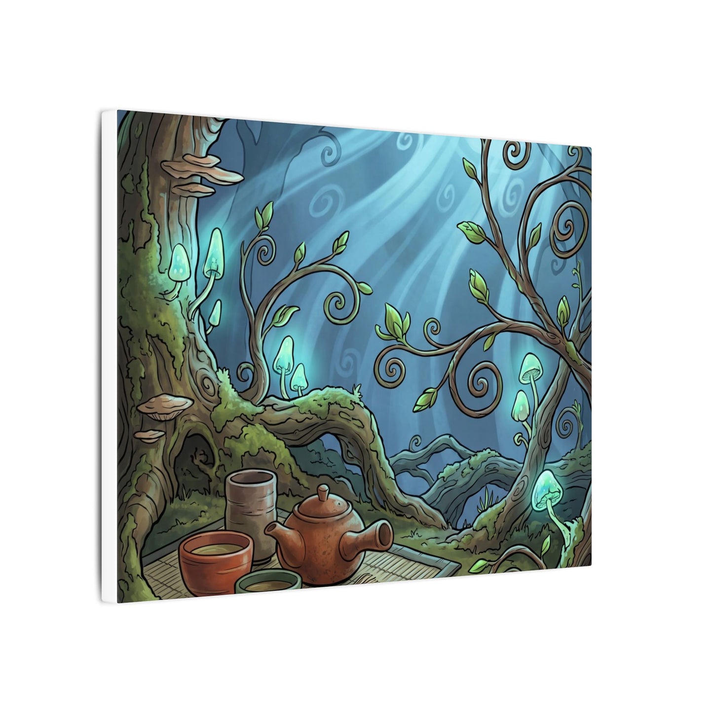 Spring Tea Ceremony Forest Whimsy Canvas Art | Cozy Decor