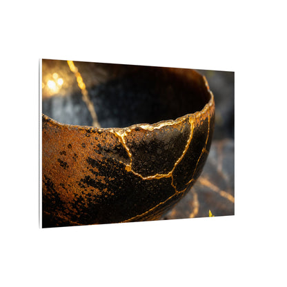 Kintsugi Ceramic Bowl in Golden Hour | Gold Vein Canvas Art