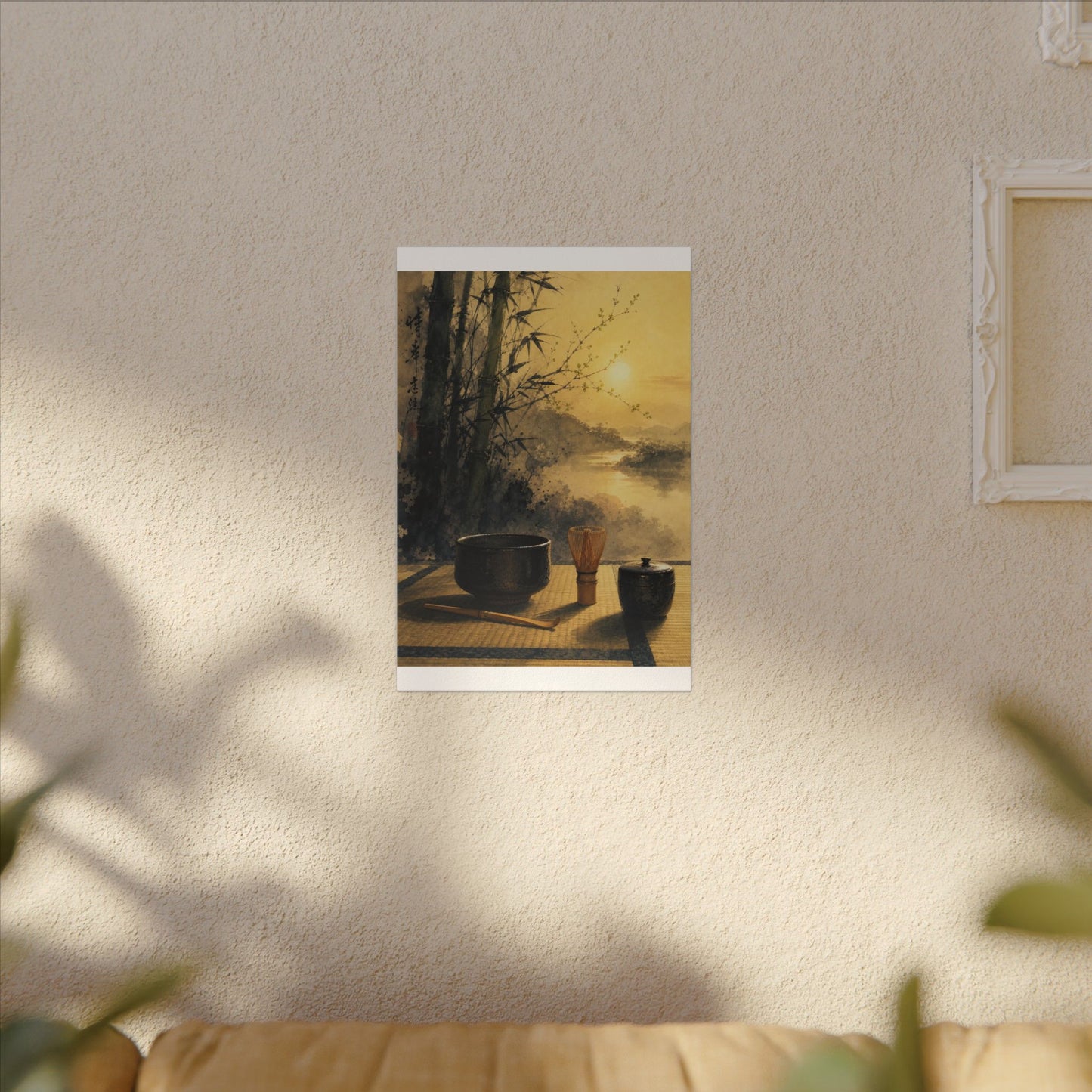 Tea Ceremony Sumi E Canvas Art | Contemplative Zen Art