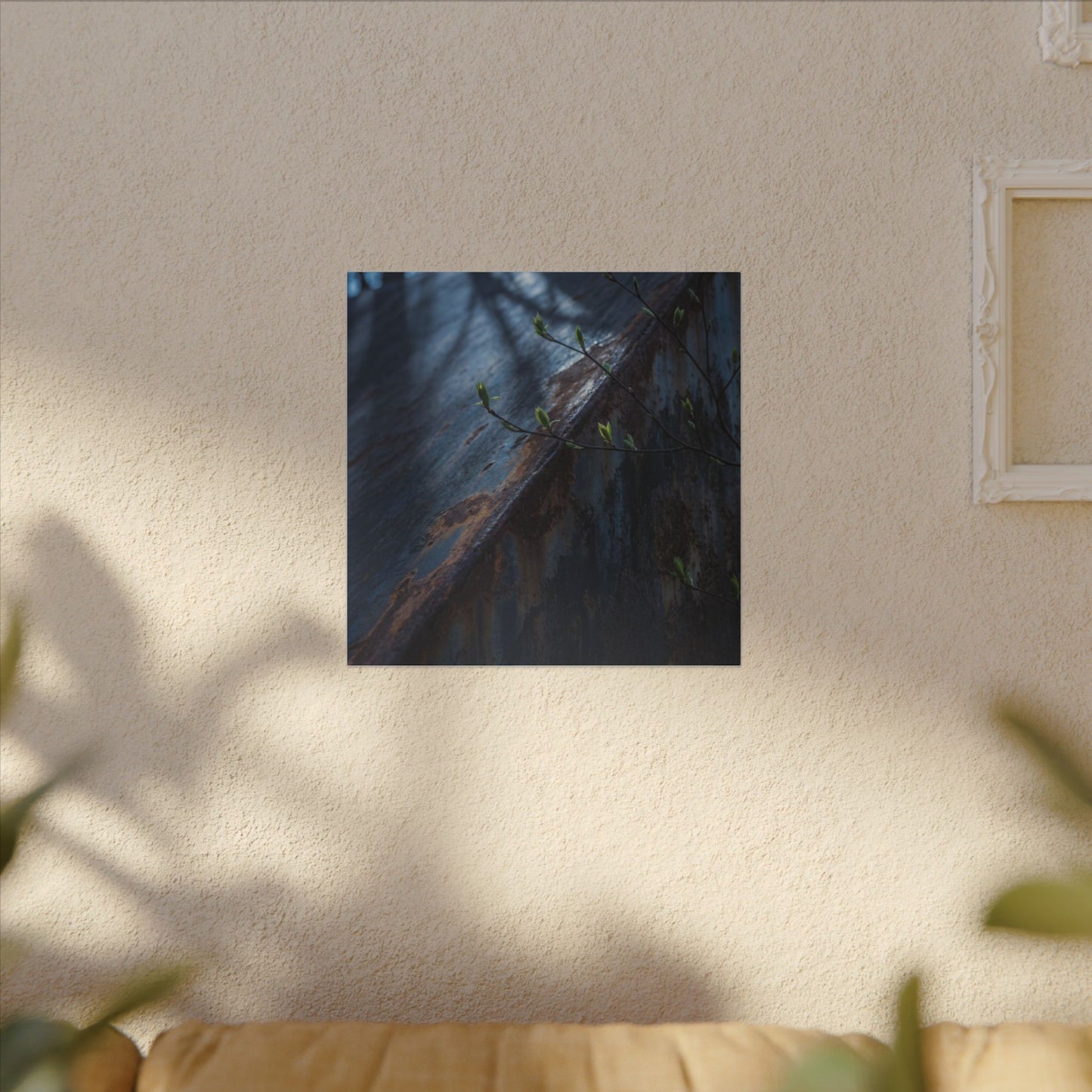 Rust Patina Canvas Art | Spring Dark Japandi Shadow Zen Art