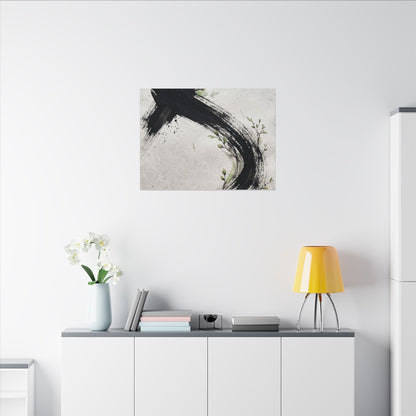Ink Brushstroke Spring Canvas Art | Dark Japandi Sophisticated Design