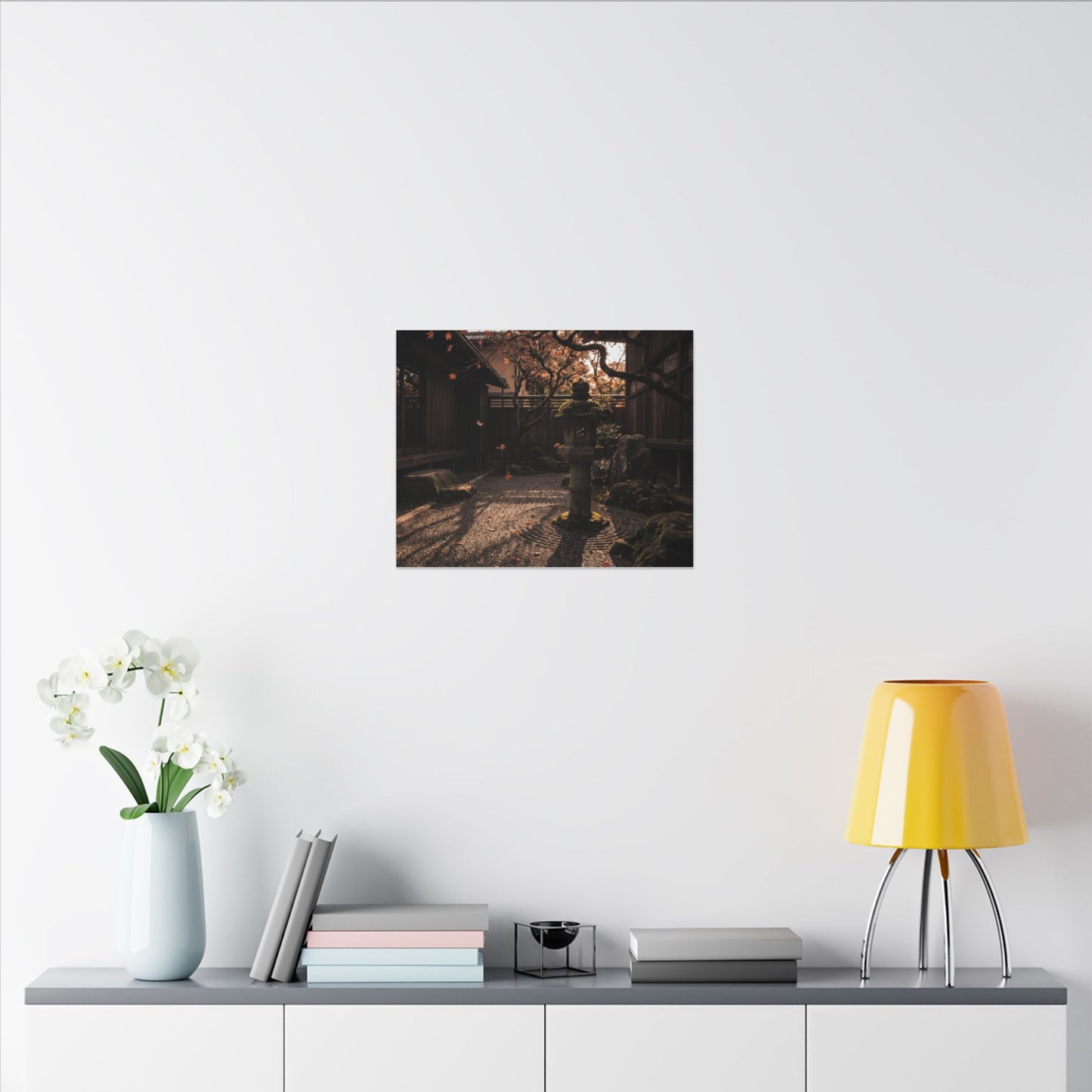 Seijaku Stone Lantern Canvas Art - Dark Japandi Shadow Zen