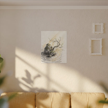 Serene Rock Garden Canvas Art - Sumi E Zen