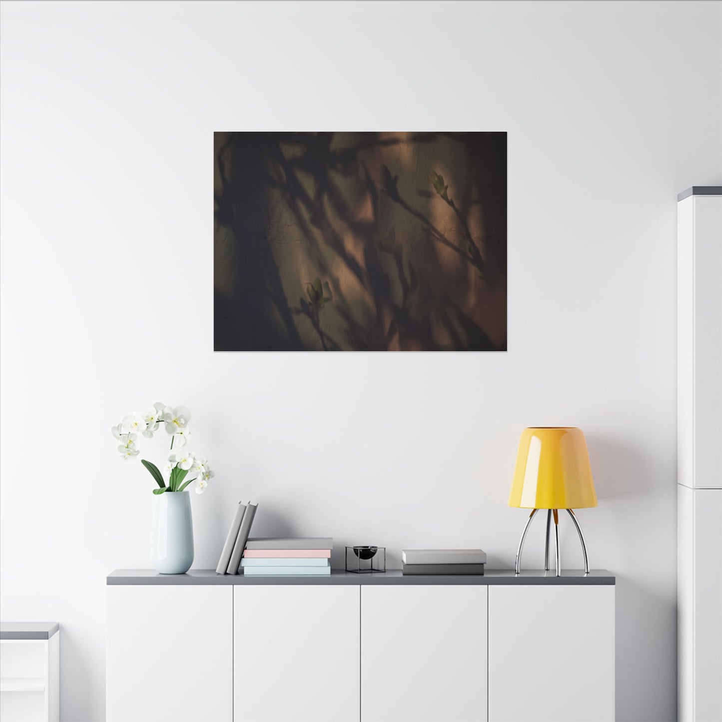 Candlelight Shadow Play Canvas Art - Dark Japandi Shibui