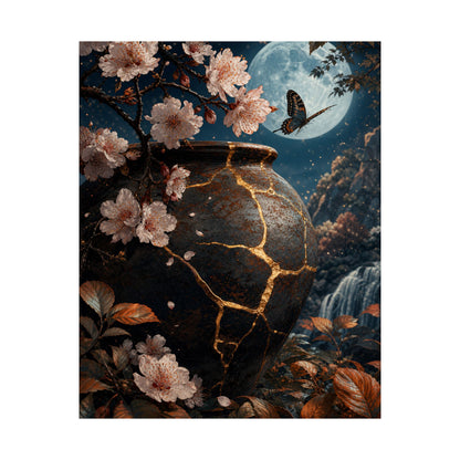 Cherry Blossom Gold Repair Wall Art Print | Beautiful Kintsugi Art