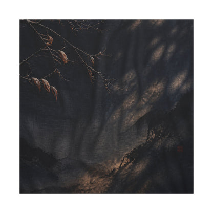 Atmospheric Silk Drape Canvas Art - Charcoal Ink Dark Japandi