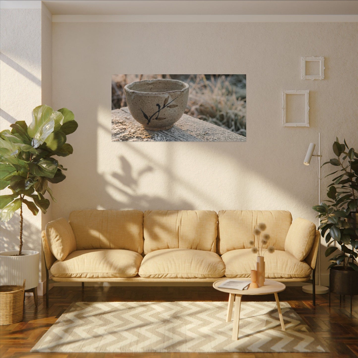 Golden Hour Ceramic Bowl Canvas Art - Japandi Ma