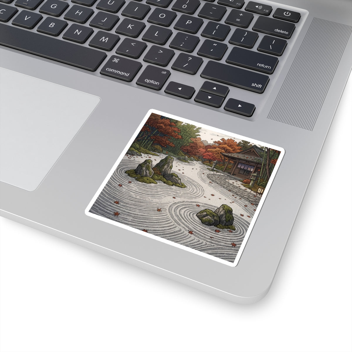 Autumn Rock Garden Ukiyo E Inspired Sticker | Calm Decor Art Print