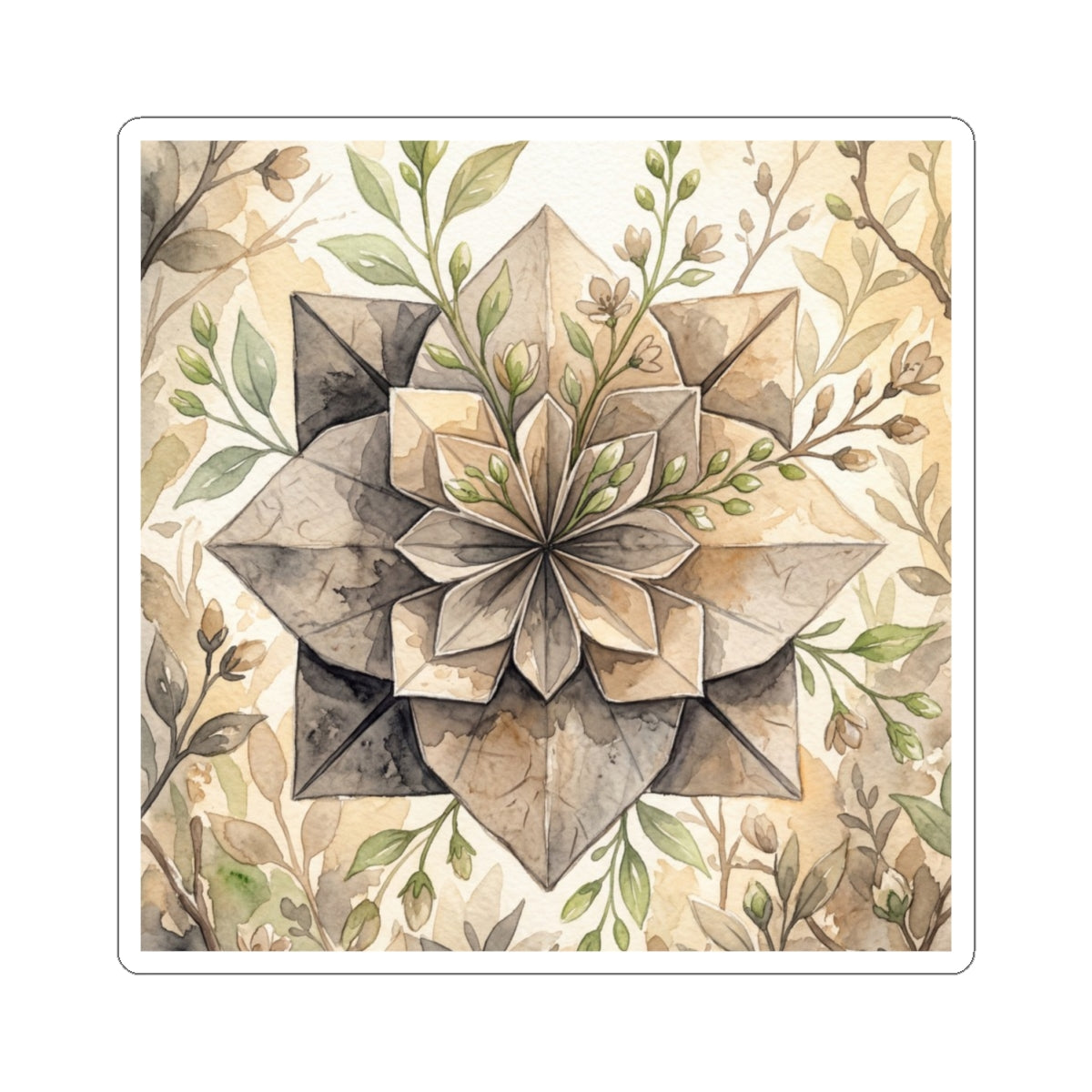 Golden Hour Paper Fold Sticker - Japandi Mono No Aware Art Print