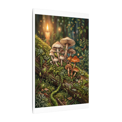 Spring Wild Mushrooms Herbarium Canvas Art | Rustic Decor