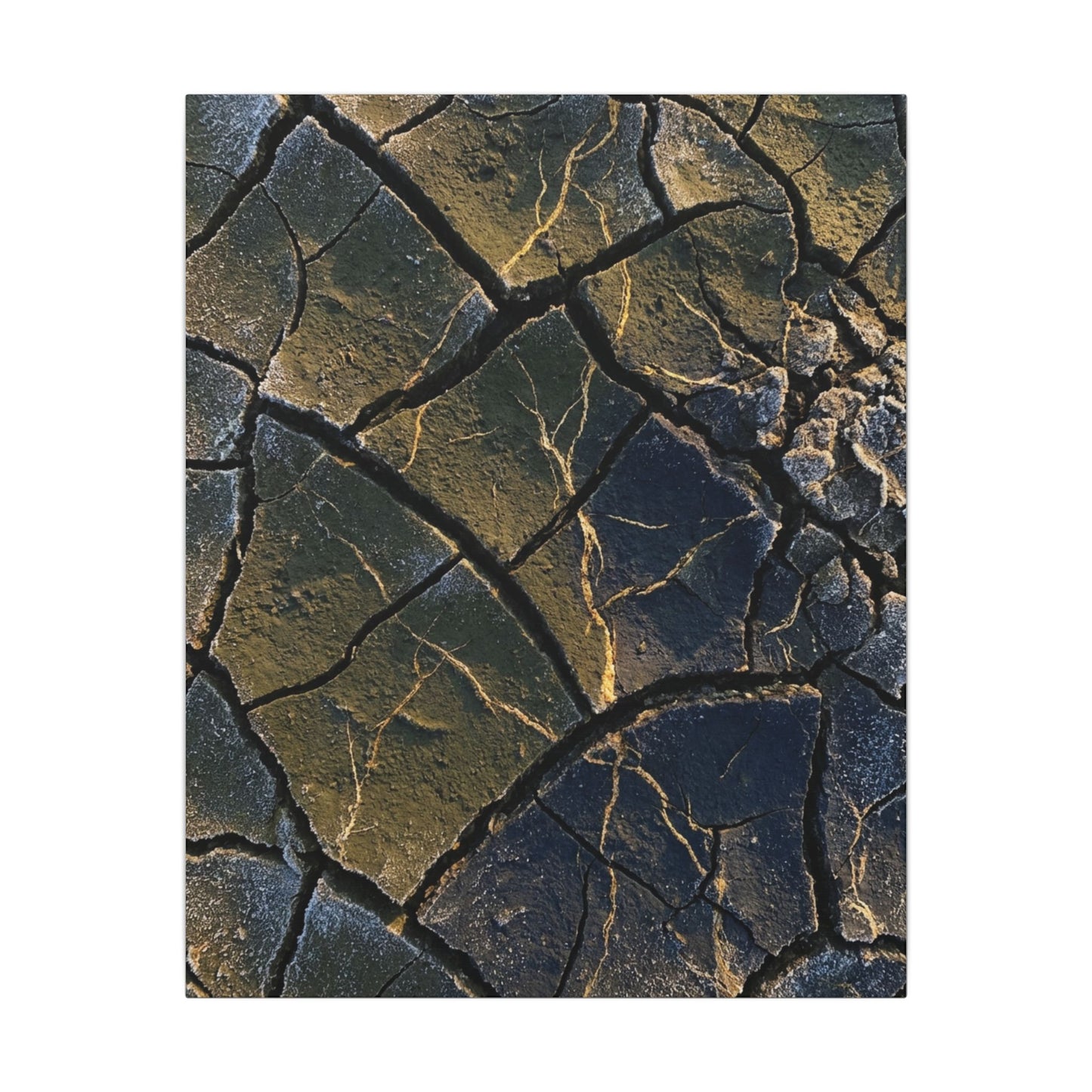 Winter Cracked Earth Moody Minimal Canvas Art | Atmospheric Decor