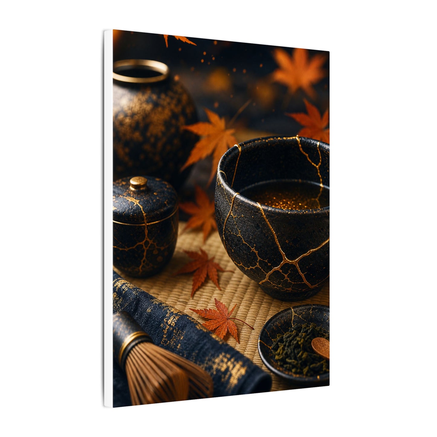Seijaku Tea Ceremony Canvas Art - Kintsugi Gold Repair