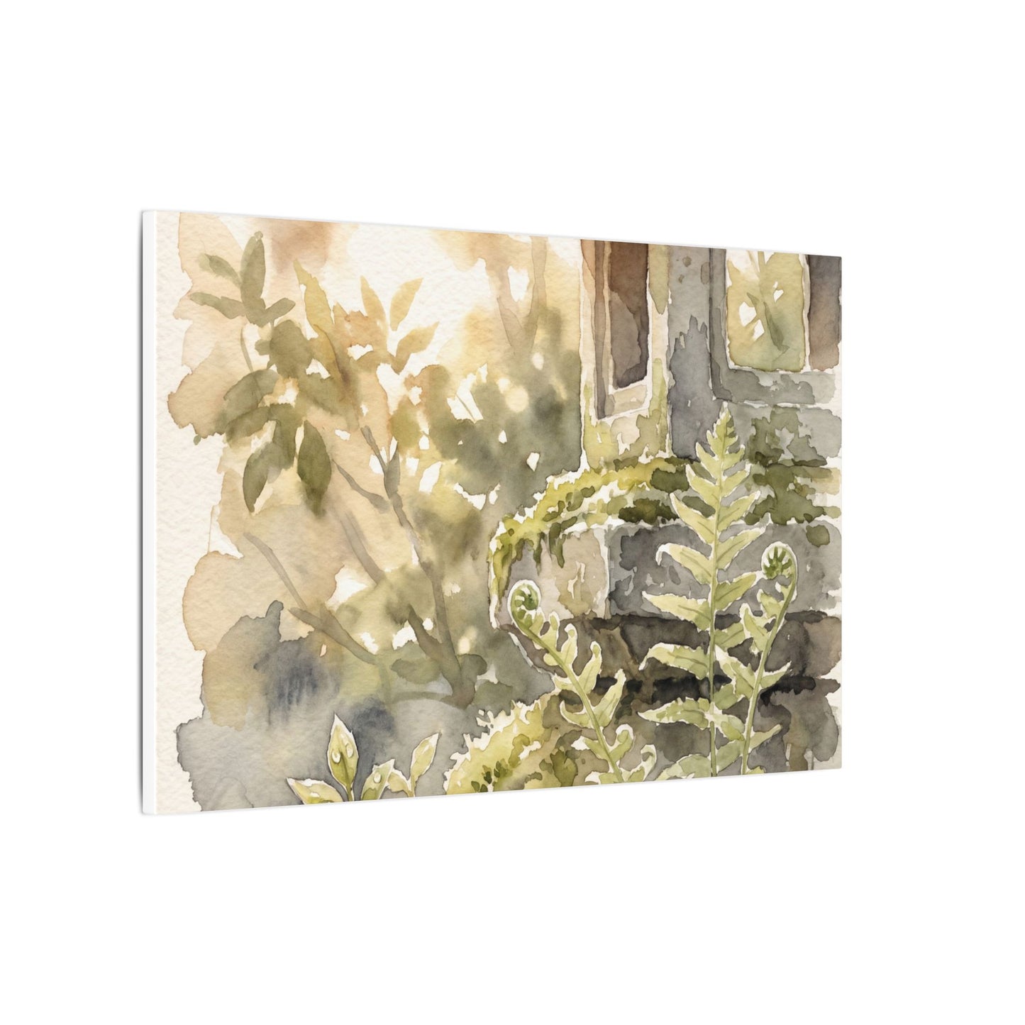 Earthy Stone Lantern Canvas Art - Watercolor Japandi