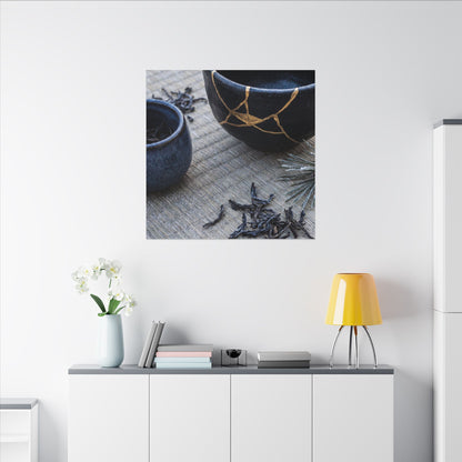 Kintsugi Tea Ceremony in Overcast | Gold Vein Canvas Art